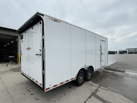New 2026 H&H White 8.5'x20' 14k Flat Top V-Nose Enclosed Car Hauler Cargo Trailer