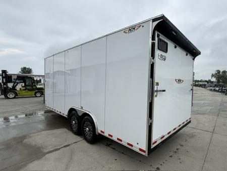 New 2026 H&H White 8.5'x20' 14k Flat Top V-Nose Enclosed Car Hauler Cargo Trailer