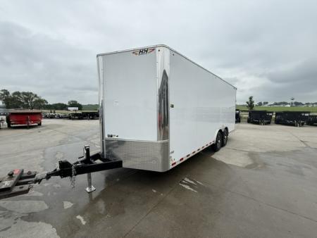 New 2026 H&H White 8.5'x20' 14k Flat Top V-Nose Enclosed Car Hauler Cargo Trailer