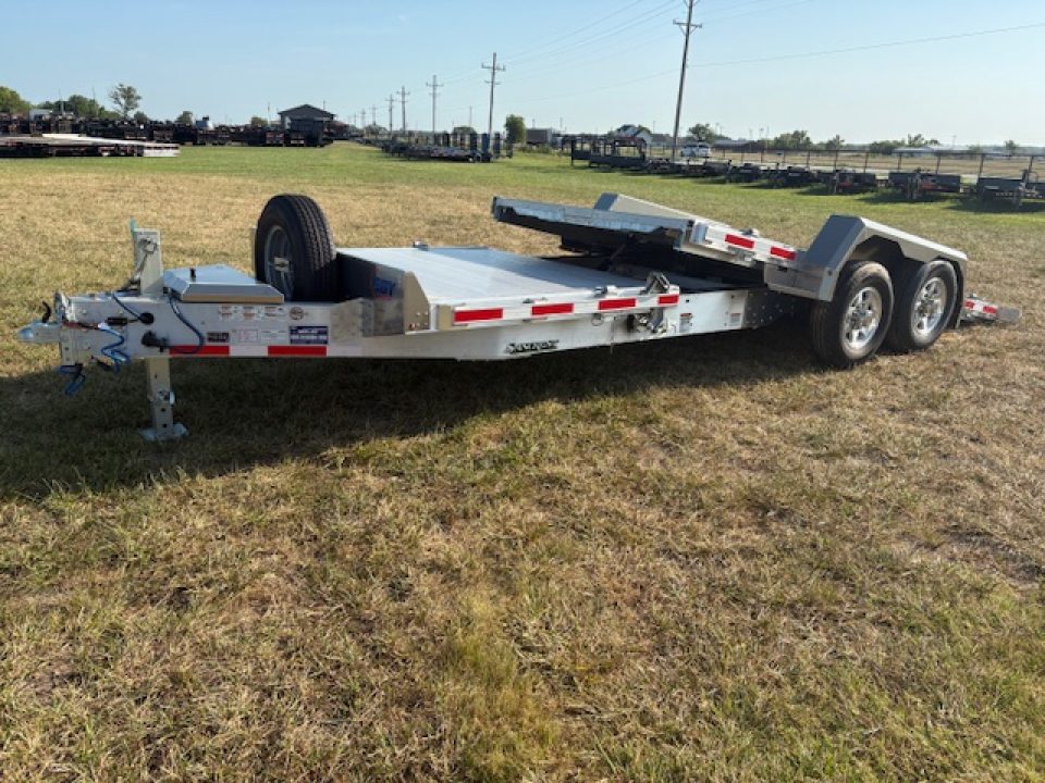 New 2026 EBY Tandem 14K Aluminum Gravity Tilt Trailer W/ 6' Stationary & Spare Tire