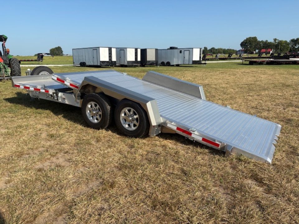 New 2026 EBY Tandem 14K Aluminum Gravity Tilt Trailer W/ 6' Stationary & Spare Tire