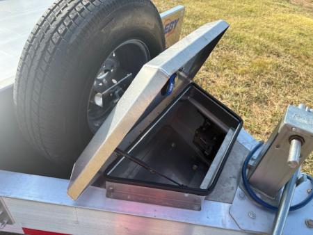New 2026 EBY Tandem 14K Aluminum Gravity Tilt Trailer W/ 6' Stationary & Spare Tire