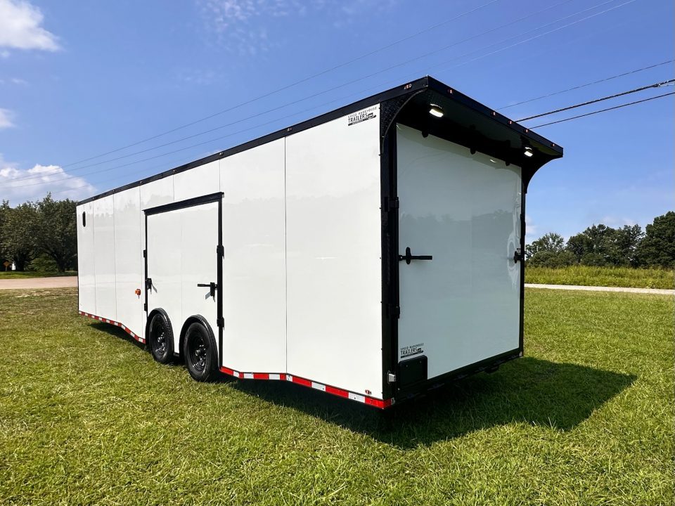 New 2026 Luxe 8.5x28 Race Trailer - Finished Interior- 7000lb Spread Torsion - Recessed E-Track-Full Escape Door-Removable Fender
