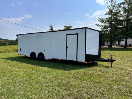 New 2026 Luxe 8.5x28 Race Trailer - Finished Interior- 7000lb Spread Torsion - Recessed E-Track-Full Escape Door-Removable Fender