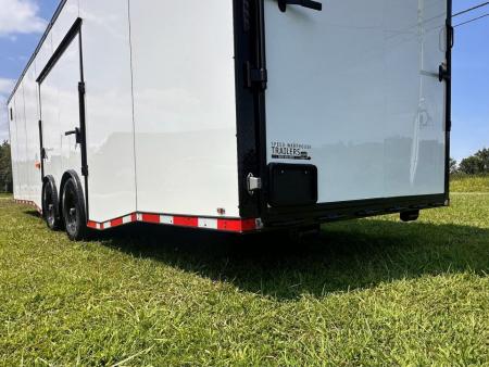 New 2026 Luxe 8.5x28 Race Trailer - Finished Interior- 7000lb Spread Torsion - Recessed E-Track-Full Escape Door-Removable Fender