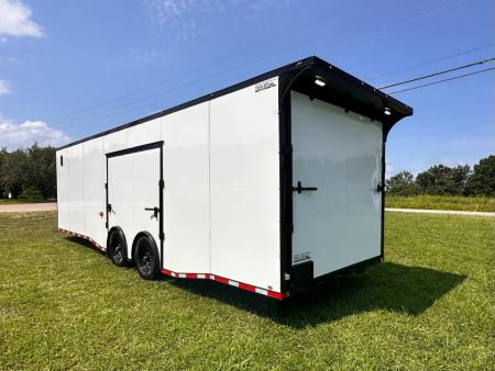 New 2026 Luxe 8.5x28 Race Trailer - Finished Interior- 7000lb Spread Torsion - Recessed E-Track-Full Escape Door-Removable Fender