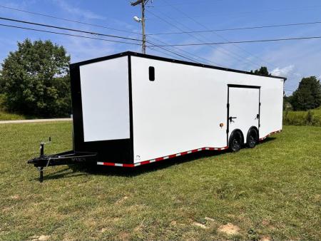 New 2026 Luxe 8.5x28 Race Trailer - Finished Interior- 7000lb Spread Torsion - Recessed E-Track-Full Escape Door-Removable Fender