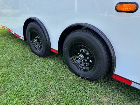 New 2026 Luxe 8.5x28 Race Trailer - Finished Interior- 7000lb Spread Torsion - Recessed E-Track-Full Escape Door-Removable Fender