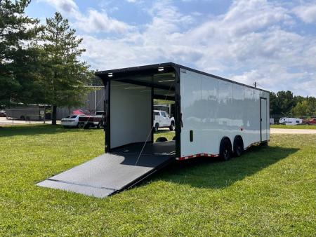 New 2026 Luxe 8.5x28 Race Trailer - Finished Interior- 7000lb Spread Torsion - Recessed E-Track-Full Escape Door-Removable Fender