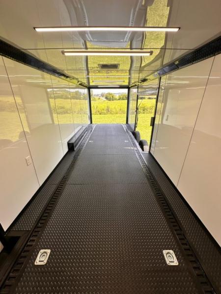 New 2026 Luxe 8.5x28 Race Trailer - Finished Interior- 7000lb Spread Torsion - Recessed E-Track-Full Escape Door-Removable Fender