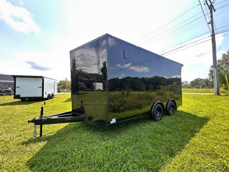 New 2026 Luxe 8.5x16 Car Hauler-5200 Torsion- Black poly- Blackout- Enclosed Trailer