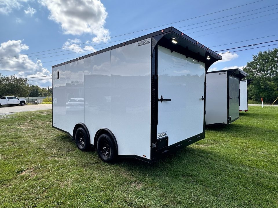 New 2026 Luxe 8.5x16 Car Hauler-5200 Torsion- White poly- Blackout- Enclosed Trailer