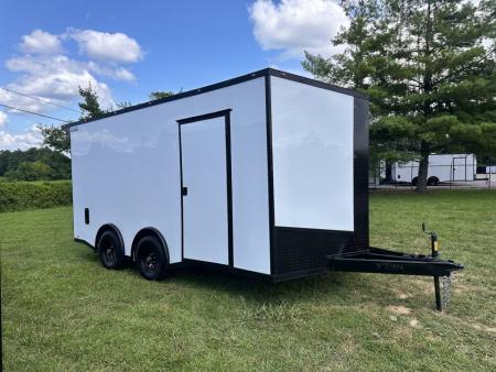 New 2026 Luxe 8.5x16 Car Hauler-5200 Torsion- White poly- Blackout- Enclosed Trailer