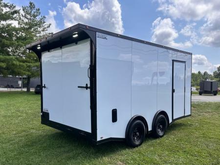 New 2026 Luxe 8.5x16 Car Hauler-5200 Torsion- White poly- Blackout- Enclosed Trailer