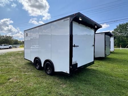 New 2026 Luxe 8.5x16 Car Hauler-5200 Torsion- White poly- Blackout- Enclosed Trailer