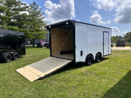 New 2026 Luxe 8.5x16 Car Hauler-5200 Torsion- White poly- Blackout- Enclosed Trailer