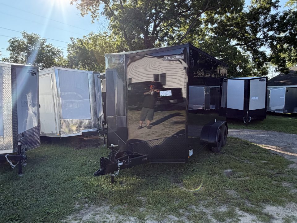 New 2027 US CARGO 7 X 14 Enclosed Trailer with Ramp AND 7FT INTERIOR - BLACK OUT TRIM !!