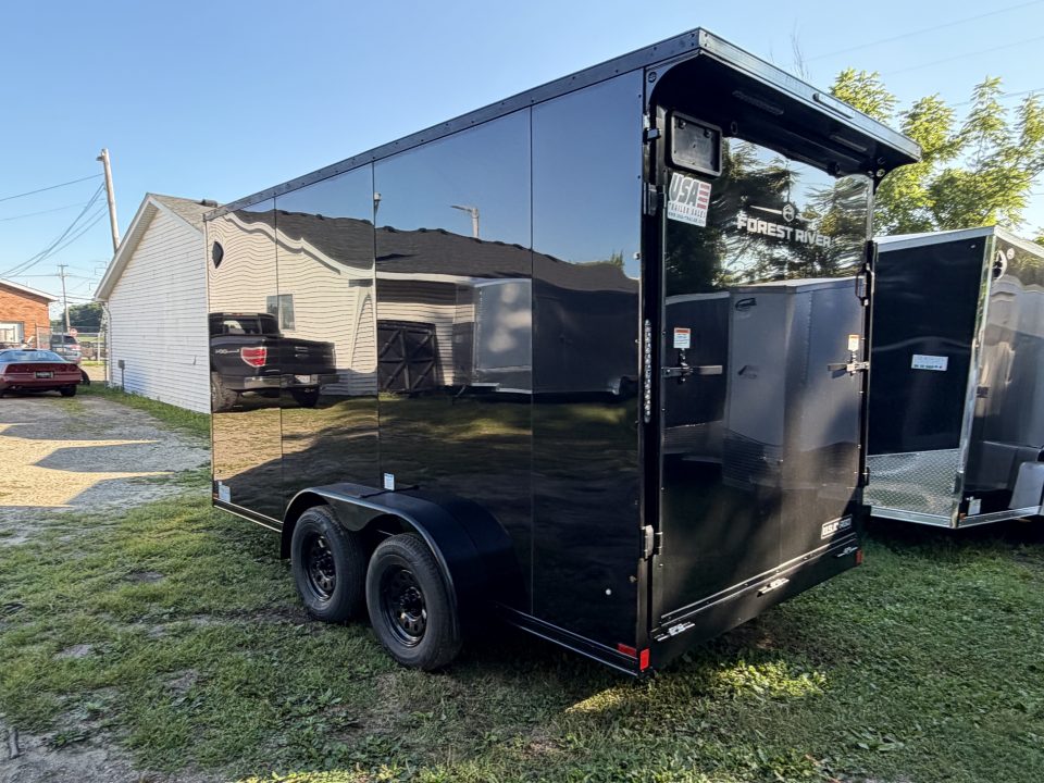 New 2027 US CARGO 7 X 14 Enclosed Trailer with Ramp AND 7FT INTERIOR - BLACK OUT TRIM !!