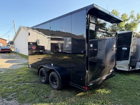 New 2027 US CARGO 7 X 14 Enclosed Trailer with Ramp AND 7FT INTERIOR - BLACK OUT TRIM !!