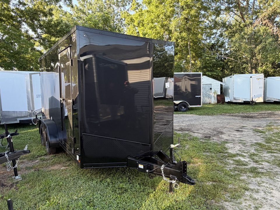 New 2027 US CARGO 7 X 16 Enclosed Trailer with Ramp AND 7FT INTERIOR - BLACK OUT TRIM !!