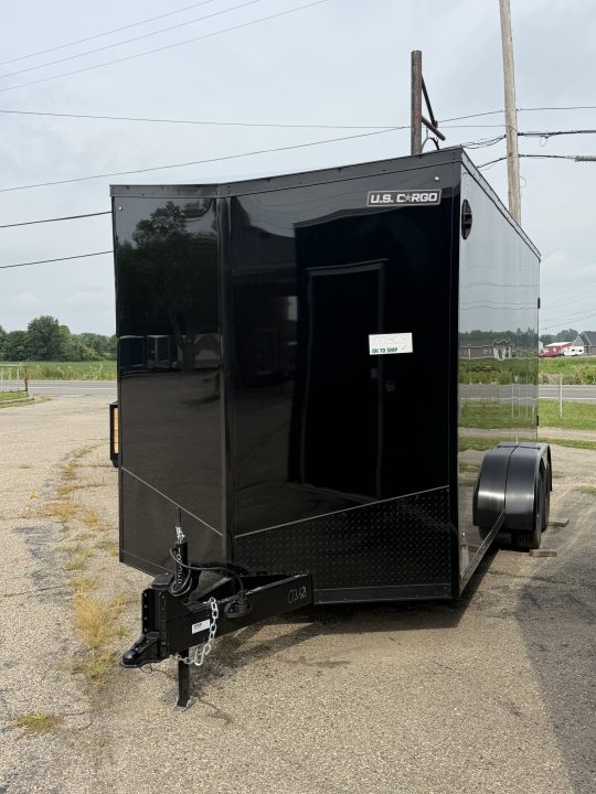 New 2027 US CARGO 7 X 16 Enclosed Trailer with Ramp AND 7FT INTERIOR - BLACK OUT TRIM !!