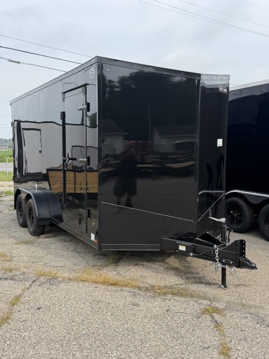 New 2027 US CARGO 7 X 16 Enclosed Trailer with Ramp AND 7FT INTERIOR - BLACK OUT TRIM !!