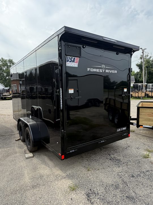 New 2027 US CARGO 7 X 16 Enclosed Trailer with Ramp AND 7FT INTERIOR - BLACK OUT TRIM !!