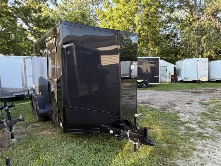 New 2027 US CARGO 7 X 16 Enclosed Trailer with Ramp AND 7FT INTERIOR - BLACK OUT TRIM !!