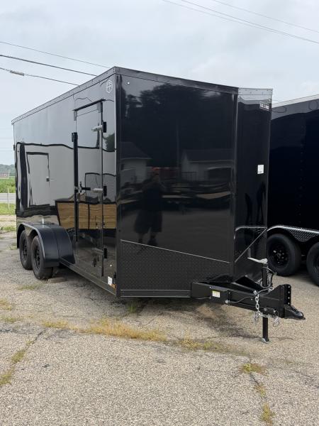 New 2027 US CARGO 7 X 16 Enclosed Trailer with Ramp AND 7FT INTERIOR - BLACK OUT TRIM !!