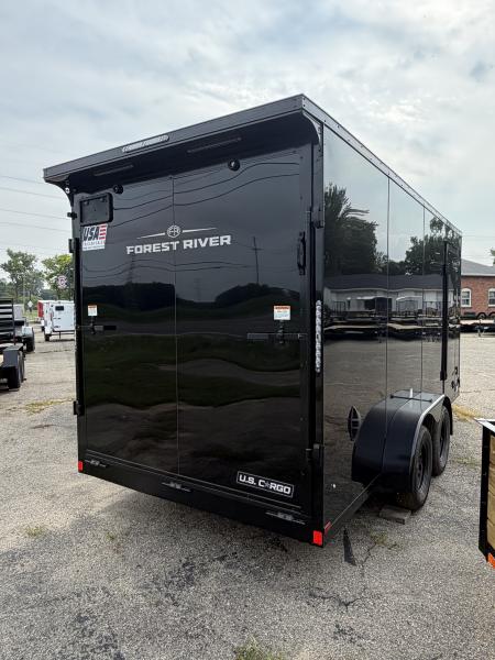 New 2027 US CARGO 7 X 16 Enclosed Trailer with Ramp AND 7FT INTERIOR - BLACK OUT TRIM !!