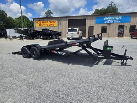 New 2027 7x20 7K HYDRAULIC TILT STEEL FLOOR CAR HAULER WITH 2 BRAKE DROP AXLES