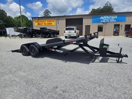 New 2027 7x20 7K HYDRAULIC TILT STEEL FLOOR CAR HAULER WITH 2 BRAKE DROP AXLES
