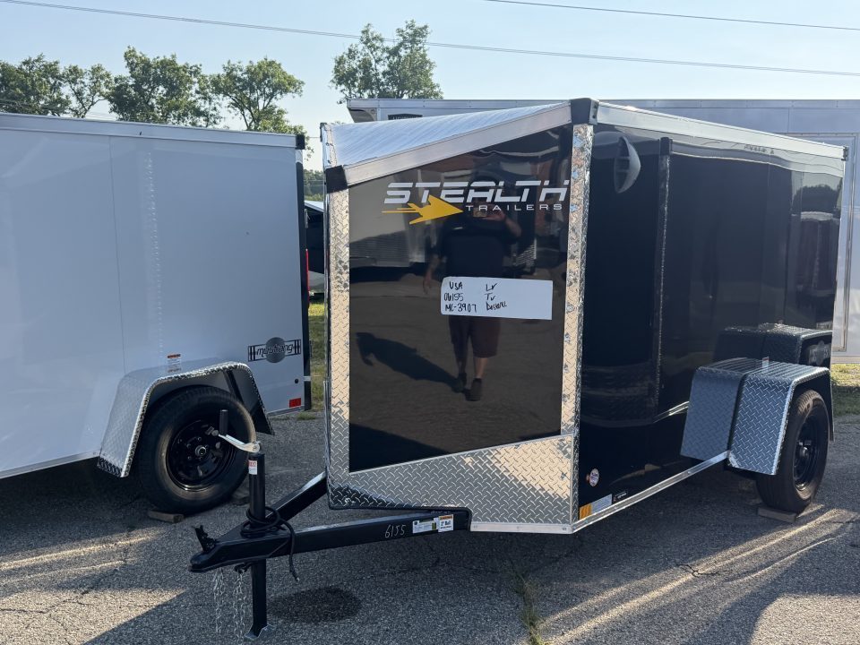 New 2026 5 x 10 Enclosed Stealth Trailer with Ramp - SCREWLESS - LIGHT LID ROOFING
