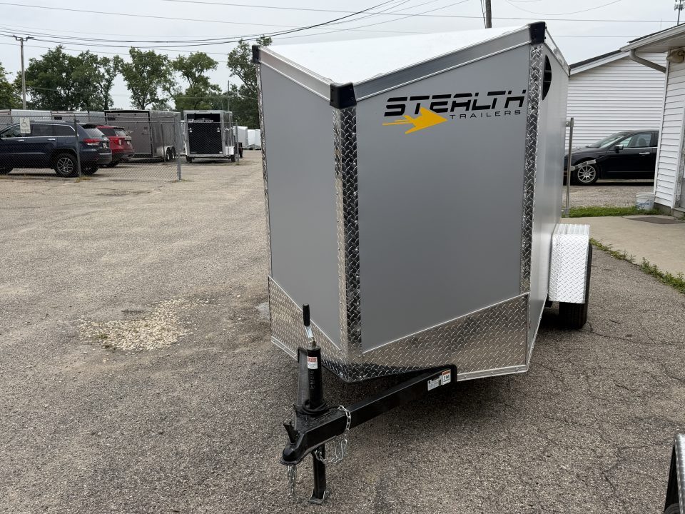New 2026 5 x 10 Enclosed Stealth Trailer with Ramp - SCREWLESS - LIGHT LID ROOFING