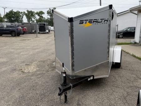 New 2026 5 x 10 Enclosed Stealth Trailer with Ramp - SCREWLESS - LIGHT LID ROOFING