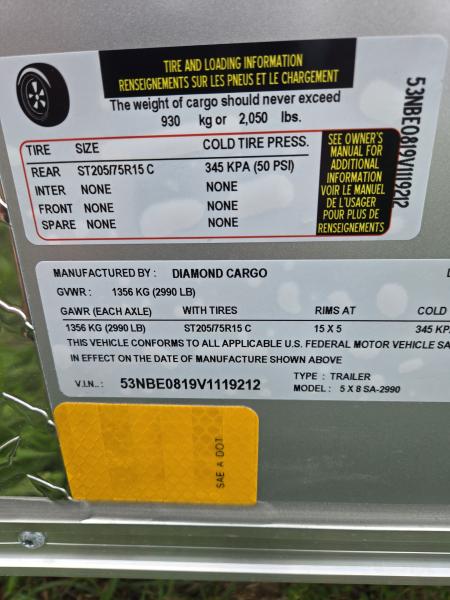 New 2027 Diamond Cargo 5X8 Cargo / Enclosed Trailer