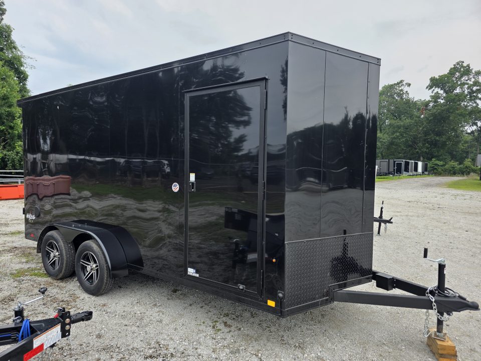 New 2026 Look Trailers 7X16 7' INSIDE RAMP DOOR 80" REAR OPENING 7 X 16 BLACKOUT SCREWLESS Cargo / Enclosed Trailer