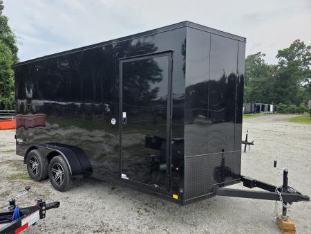 New 2026 Look Trailers 7X16 7' INSIDE RAMP DOOR 80  REAR OPENING 7 X 16 BLACKOUT SCREWLESS Cargo / Enclosed Trailer
