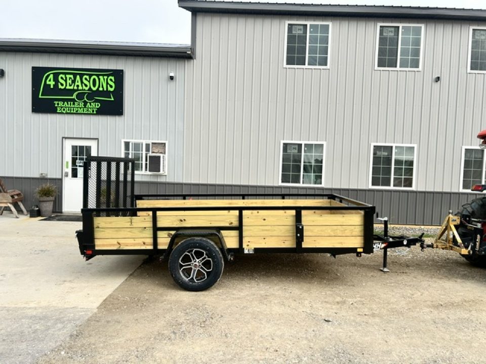 New 2027 H&H Trailers 82"X12' WOOD SIDES W/4' GATE Utility Trailer