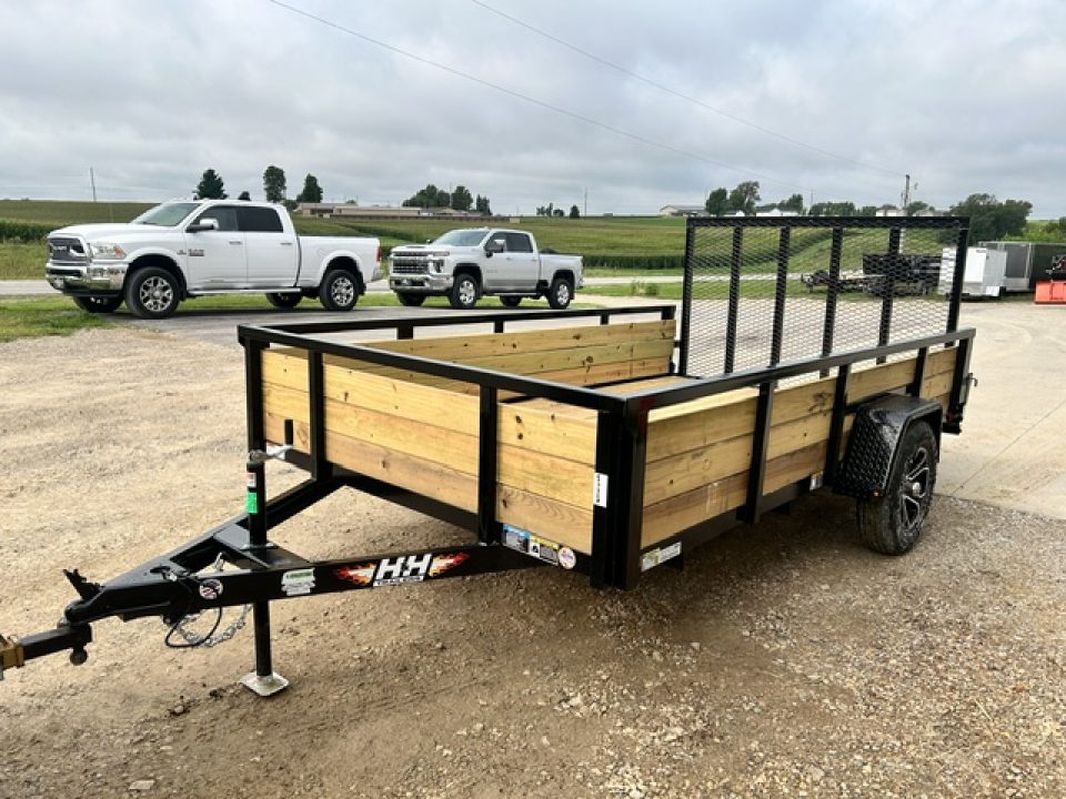 New 2027 H&H Trailers 82"X12' WOOD SIDES W/4' GATE Utility Trailer