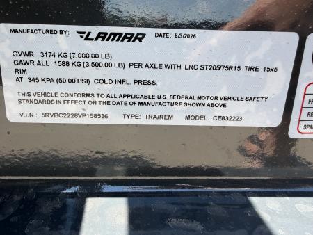 New #158536 2027 LAMAR CE 22 X 83 TANDEM AXLE 7K WOOD FLOOR CAR HAULER