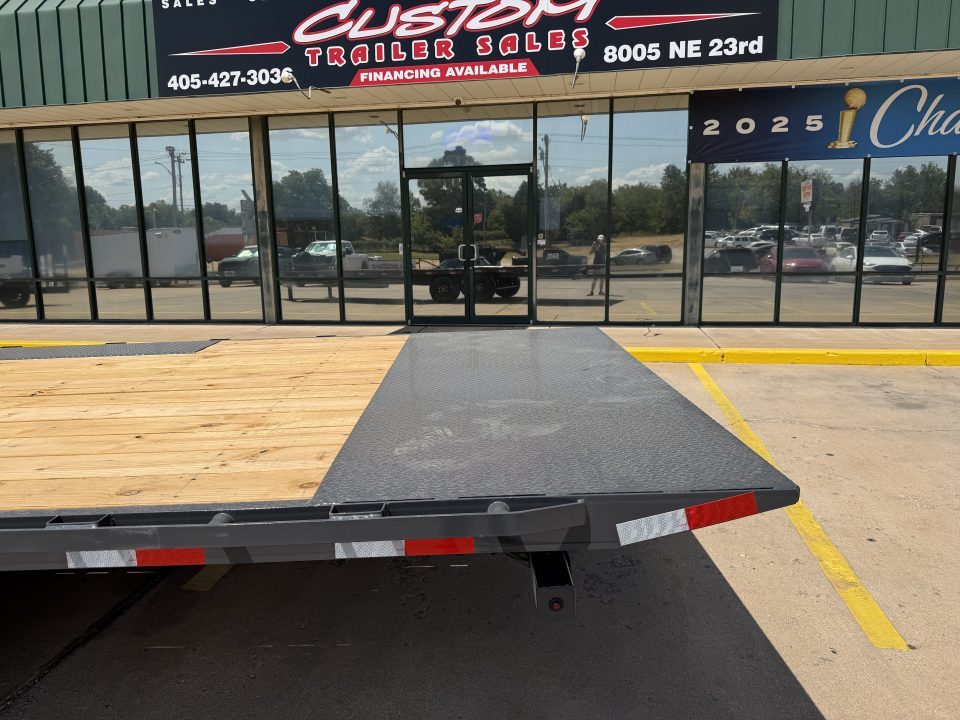 New #157848 2027 LAMAR FA 26 X 102 BUMPER PULL 14K DECKOVER FULL BED TILT W/ SPARE TIRE