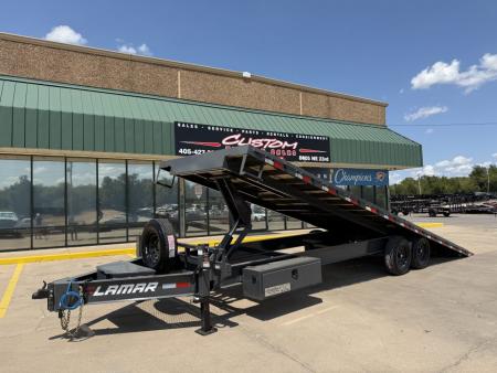 New #157848 2027 LAMAR FA 26 X 102 BUMPER PULL 14K DECKOVER FULL BED TILT W/ SPARE TIRE