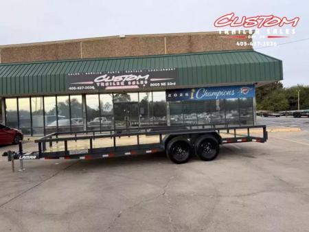 New #157980 2027 LAMAR U5 22 X 83 TANDEM AXLE 10K SQUARE TUBE TOP UTILITY TRAILER W/ SLIDE IN RAMPS