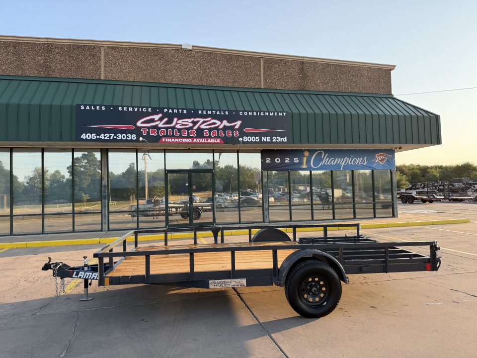 New #157810 2027 LAMAR UC 14 X 83 SINGLE AXLE SQUARE TUBE TOP 3K UTILITY W/ REAR RAMP GATE