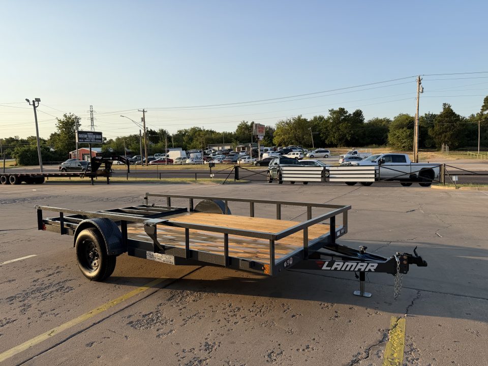 New #157810 2027 LAMAR UC 14 X 83 SINGLE AXLE SQUARE TUBE TOP 3K UTILITY W/ REAR RAMP GATE