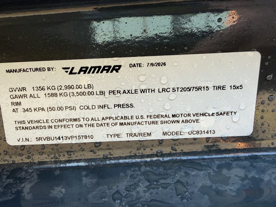 New #157810 2027 LAMAR UC 14 X 83 SINGLE AXLE SQUARE TUBE TOP 3K UTILITY W/ REAR RAMP GATE