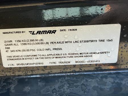 New #157810 2027 LAMAR UC 14 X 83 SINGLE AXLE SQUARE TUBE TOP 3K UTILITY W/ REAR RAMP GATE
