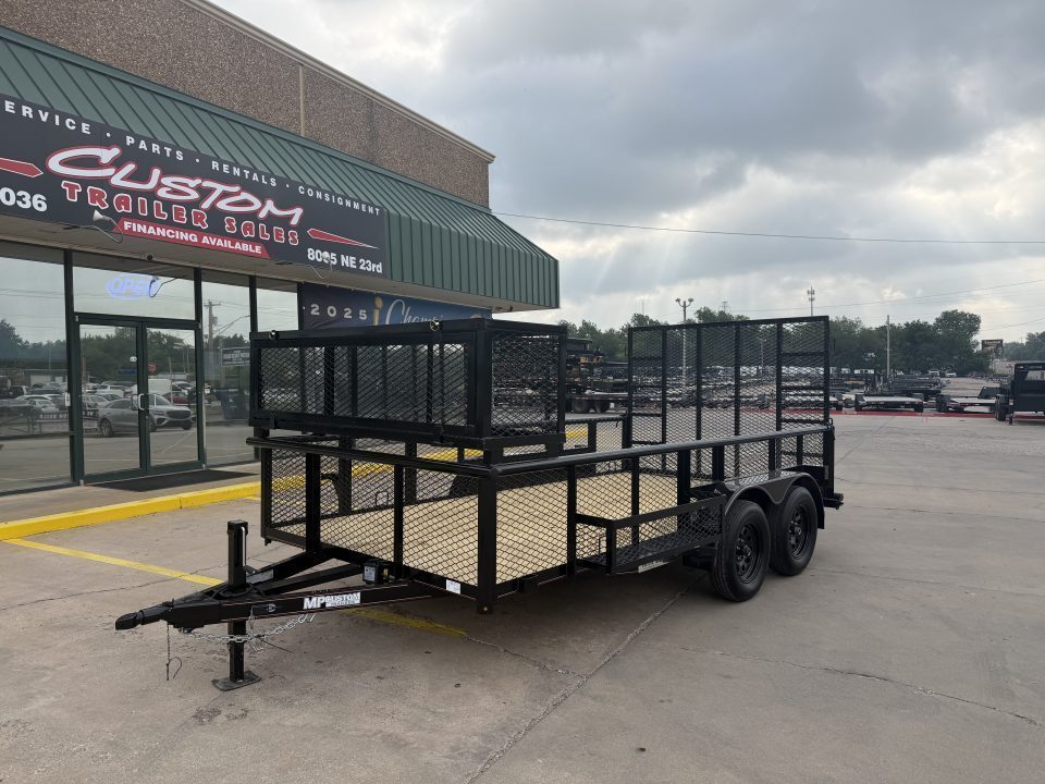 New #144513 2026 MP CUSTOMS 14 X 83 TANDEM AXLE PIPE TOP 7K LANDSCAPE TRAILER W/ 2' SIDES
