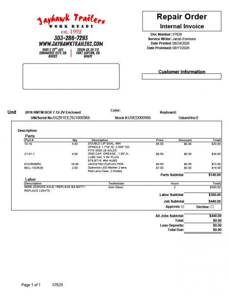 Used 2018 R&M Manufacturing 7-12-2V Enclosed